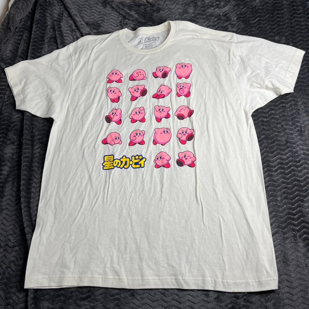 NINTENDO KIRBY Ivory White Graphic Short Sleeve Crew Neck T-Shirt size 2XL